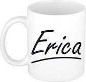 Erica naam cadeau mok / beker sierlijke letters - Cadeau collega/ moederdag/ verjaardag of persoonlijke voornaam mok werknemers