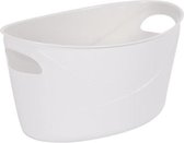 Emmer/wasmand grijs/wit L30 x B20 x H16 cm - 6 liter - Opbergmanden/wasmanden van kunststof