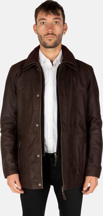 Parka Buffalo en cuir solide - Veste d'hiver pour hommes - Marron - Taille 5XL