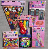 Sarah feest en decoratie pakket 6-delig - Sarah - 50 - verjaardag - feest - decoratie