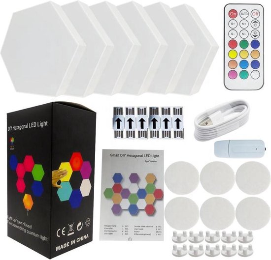 10 stuks hexagon led-paneel, zeshoekige gaming wandlamp, RGB Smart LED honingraat wandlampen decoratie [energieklasse G