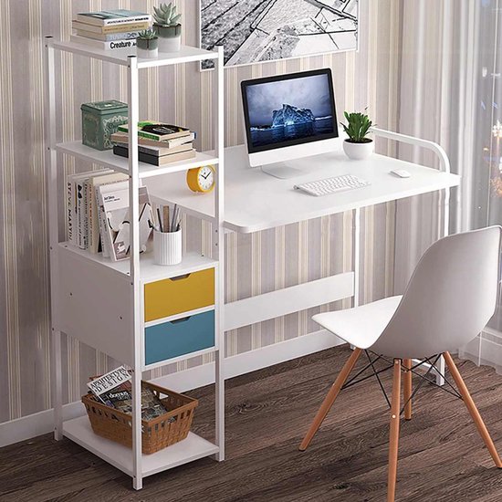 Bureau Ordinateur portable Table d' écriture Étude Table avec Planches  grands tiroirs... | bol.com