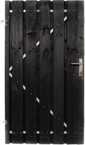 Schuttingdeur tuindeur tuinpoort zwart gespoten inclusief stalen frame en cilinderslot 140 x 180 (linksdraaiend)