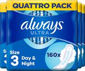 Always Ultra Day & Night Met Vleugels - Maat 3 - Voordeelverpakking 160 stuks - Maandverband