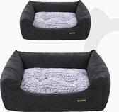 FEANDREA hondenbed, hondenmand met omkeerbaar kussen, 60 x 50 x 22 cm, zwart PGW22B