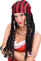 Carnival Toys Pruik Pirate Synthetisch Zwart/rood One-size