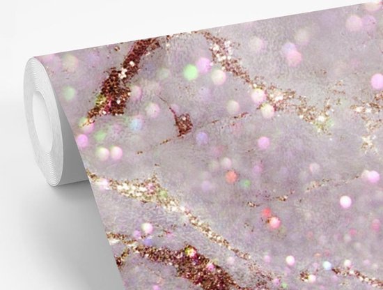 Papier peint - Papiers Papier peint photo Marbre - Violet - Glitter - Largeur 220 cm x Hauteur 220 cm