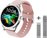 Belesy® BQSiRgPk 2022 - Smartwatch Dames – Smartwatch Heren - Horloge - 1.28 inch - Kleurenscherm - Stappenteller - Bloeddruk - Hartslag - 75+ Wijzerplaten – Sporten – Zilver – Sil