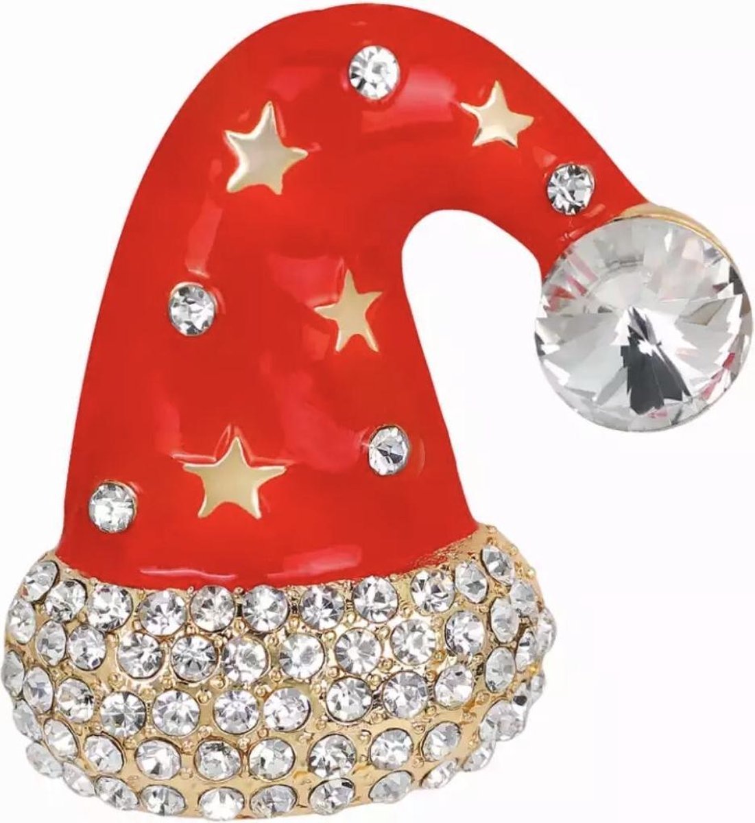Broche Kerstmuts Strass ( 5 x 4 cm )