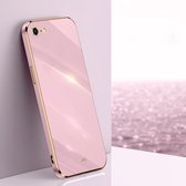 XINLI rechte 6D plating gouden rand TPU schokbestendige hoes voor iPhone 6 / 6s (kersenpaars)