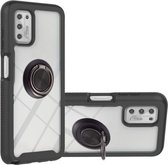 Voor Motorola Moto G Stylus 2021 Sterrenhemel Effen Kleur Serie Schokbestendige PC + TPU Beschermhoes met Ring Houder & Magnetische Functie (Zwart)