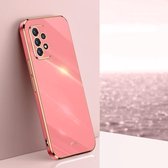 Voor Samsung Galaxy A52 5G XINLI Rechte 6D Plating Gold Edge TPU Shockproof Case (Hawthorn Red)