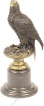 Adelaar beeld, Bronzen sculptuur op marmer sokkel, Roofvogel kunst decoratie, Eagle
