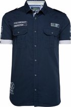 Camp David ® overhemd met korte mouwen in pilotenstijl met labelpatches, donkerblauw