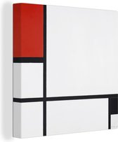 Canvas Schilderij Compositie - Piet Mondriaan - 90x90 cm - Wanddecoratie