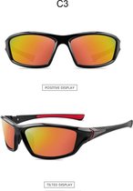 Sport/bikers zonnebril kleur zwart en Red Mirror Polarized glazen.