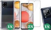 Samsung Galaxy A42 Hoesje Transparant Shock Case - 1x Samsung A42 Hoesje + 2x Screenprotector Glas + 1x Camera Screen Protector