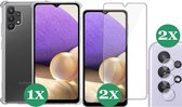 Samsung Galaxy A32 Hoesje Transparant Shock Case - 1x Samsung A32 Hoesje + 2x Screenprotector Glas + 2x Camera Screen Protector