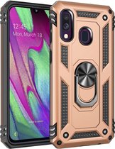 Anti-Shock Hybrid Ring Armor Hoesje Geschikt voor: Samsung Galaxy A40 - rose goud