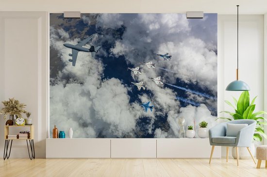 Behang - Fotobehang Vliegtuigen - Straaljager - Blauw - Breedte 415 cm x  hoogte 300 cm | bol.com