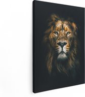 Artaza Canvas Schilderij Leeuw - Leeuwenkop - Kleur - 60x80 - Foto Op Canvas - Canvas Print