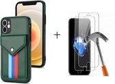 GSMNed – Leren telefoonhoes Groen – Luxe iPhone 12 Pro Max hoesje – magneetsluiting – pasjeshouder – Portemonnee – Groen – met screenprotector