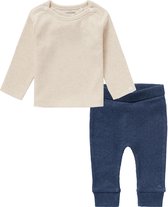 Noppies SET(2delig) Broekje NAURA NAVY en Shirt NATAL OATMEAL - Maat 44