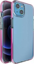TPU tweekleurige schokbestendige beschermhoes voor iPhone 13 (rozerood)