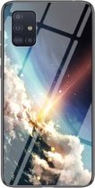 Voor Samsung Galaxy A51 5G Sterrenhemel Geschilderd Gehard Glas TPU Schokbestendig Beschermhoes (Heldere Sterren)