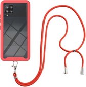 Voor Samsung Galaxy A42 5G Sterrenhemel Effen Kleur Serie Schokbestendige PC + TPU Beschermhoes met Nekband (Rood)