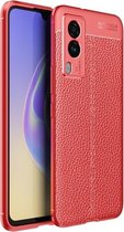 Voor vivo v21e 5G Litchi-textuur TPU schokbestendig hoesje (rood)