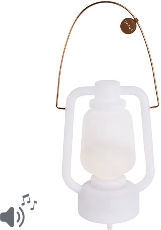 QAZQA storm - Design Dimbare LED Draadloze Oplaadbare Tafellamp USB met Dimmer - 1 lichts - H 30 cm - Wit - Buitenverlichting
