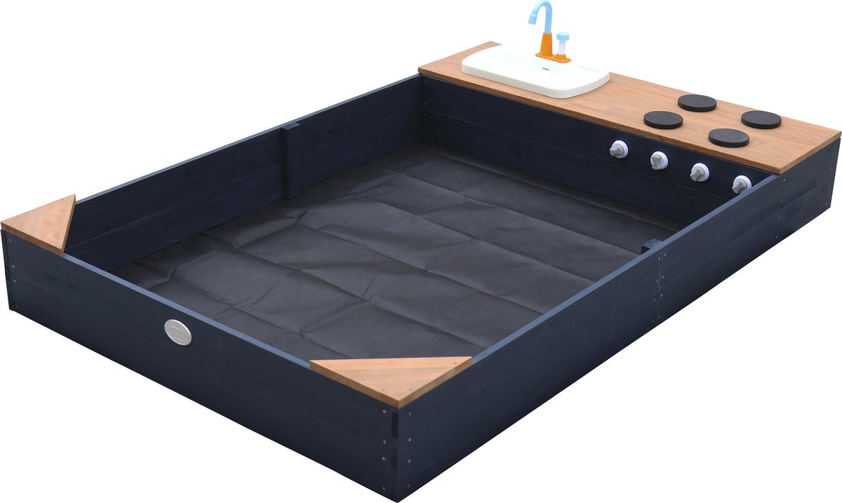 AXI Kelly Zandbak met Speelkeuken Antraciet/bruin - Wastafel incl. 17-delige accessoire-set - Inclusief afdekzeil en gronddoek — afbeelding 11