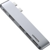 UGREEN 5-in-2 USB-C-Hub - MacBook Pro/Air 5 poorten USB-combi-hub Zilver