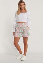 NA-KD Pantalon Femme Sportif à Taille Smockée - Fleur Pourpre - Taille EU 34