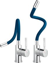 Zumba Keukenkraan - Flexibele en Afneembare Uitloop - 44 cm - Blauw met Chroom