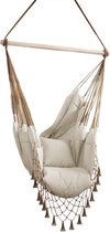 Hangstoel Tygo - Inclusief kussens - 100 x 130 cm - Met telefoonzak - Katoen, polyester - Geschikt voor binnen en buiten - Licht beige