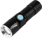Oplaadbare USB LED Zaklamp - 800 Lumen - Met Zoom - Waterbestendig - Zwart