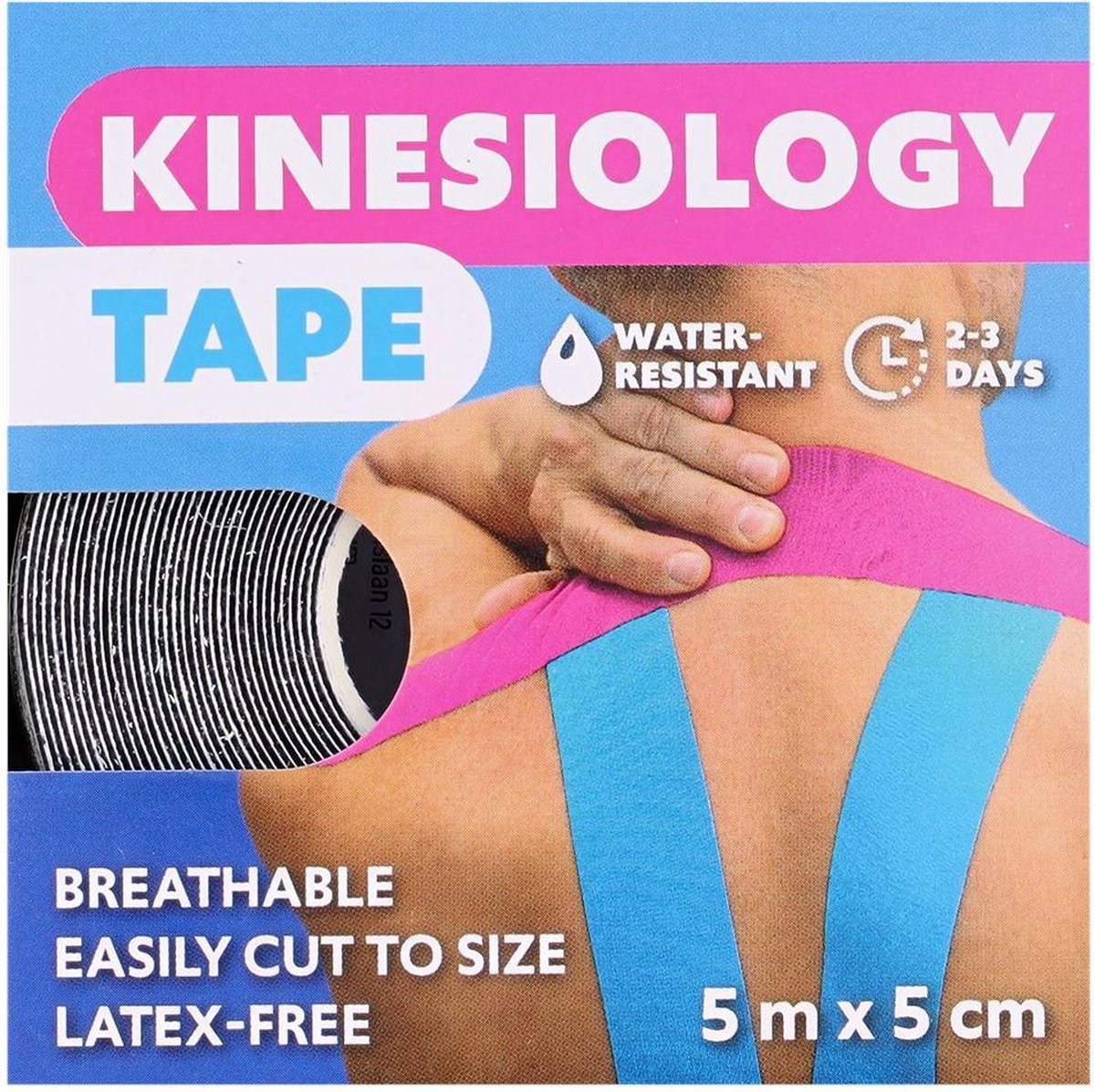 Sporttape - Kinesiology tape - Latex Free - 5 x 5m - Blauw