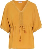 Cassis - Female - Effen blouse met knoopwerk  - Oker