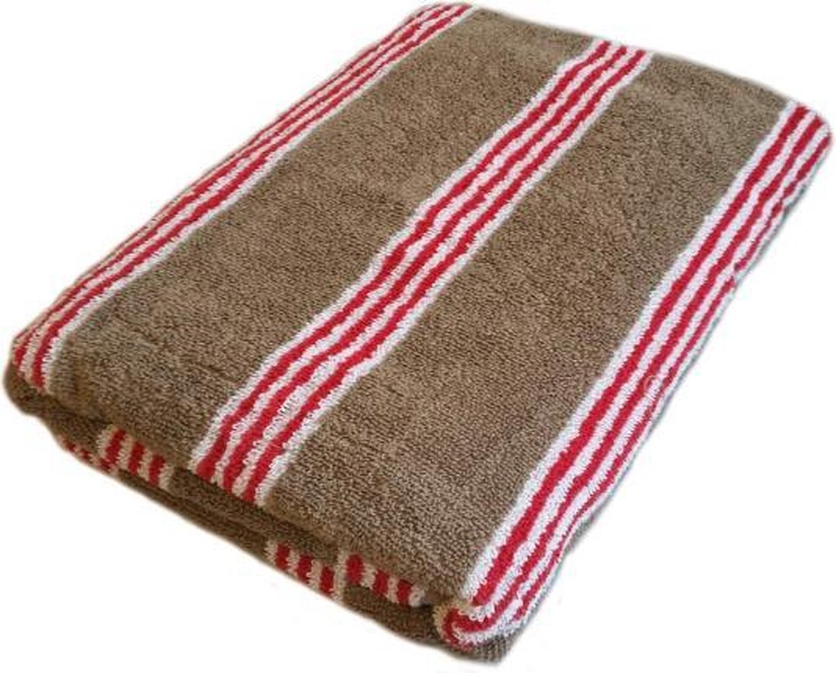 Marieke at Home Natural Stripe Washandje (6 Stuks) - 16x22 cm - Rood