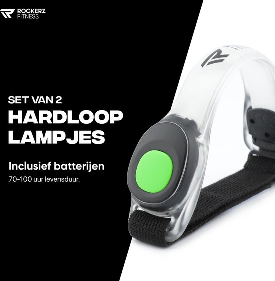 Rockerz Hardloop verlichting - Hardloop lampjes incl batterijen - LED verlichting voor om je armen - Water resistant - Set van 2 - Kleur: Groen - Rockerz