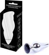 Power Escorts - Diamond King Buttplug - Small size - Stoere lengte : 9,5cm - Dia: 3cm - Plug met Zwarte steen - Anal Butt Plug - met extra handig opbergzakje -  gave window Cadeaub