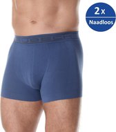 Brubeck Heren Ondergoed Boxershorts - Naadloos Elastisch Katoen - Jeansblauw M