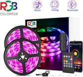 BYER RGB LED Strip Licht 5 Meter - Muzieksynchronisatie + Kleurverandering - Ingebouwde Microfoon - App Bediening + Afstandsbediening - Verlichting - 5050 RGB Led (5M/ 10M/ 15M/ 20M)