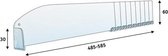 Vakverdeler - vakverdeling - schapverdeler - met artikelstopper links - 485 mm met breekpunten - 60 mm hoog - transparant - 2 stuks