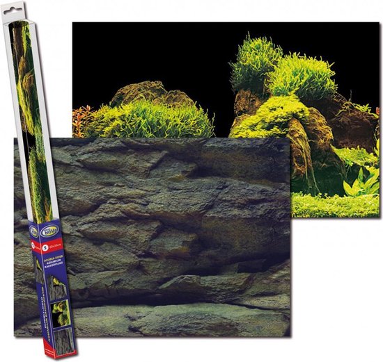 Foto: Aqua nova aquarium achtergrondposter rock plants 60 x 30 cm