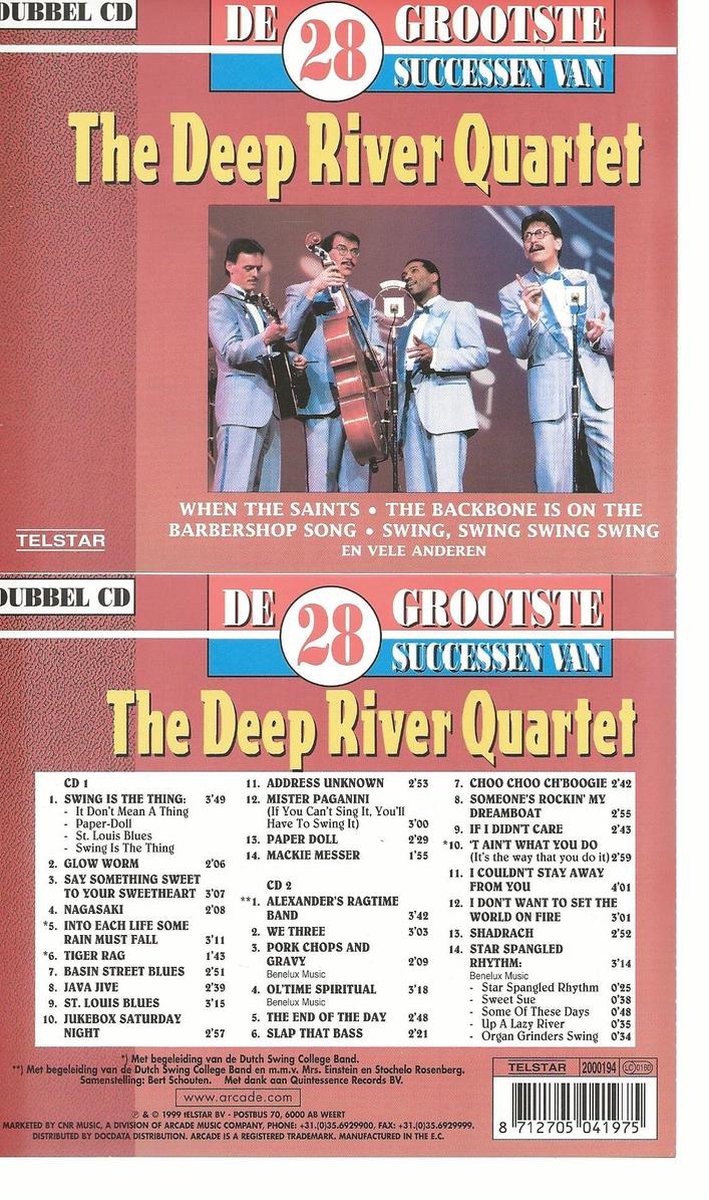 2-CD THE DEEP RIVER QUARTET - DE 28 GROOTSTE SUCESSEN VAN
