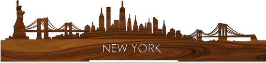 Standing Skyline New York Palissander hout - 60 cm - Woondecoratie design - Decoratie om neer te zetten en om op te hangen - Meer steden beschikbaar - Cadeau voor hem - Cadeau voor haar - Jubileum - Verjaardag - Housewarming - Interieur -