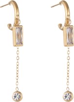 Go Dutch Label Oorknop twee crystalen goud E1810-1